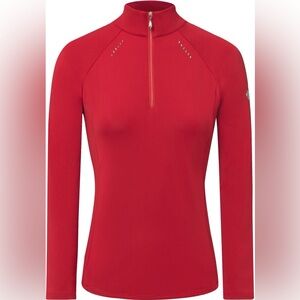 Descente Women’s Red Quarter Zip Base Layer | Crystal Detail | Size 10
